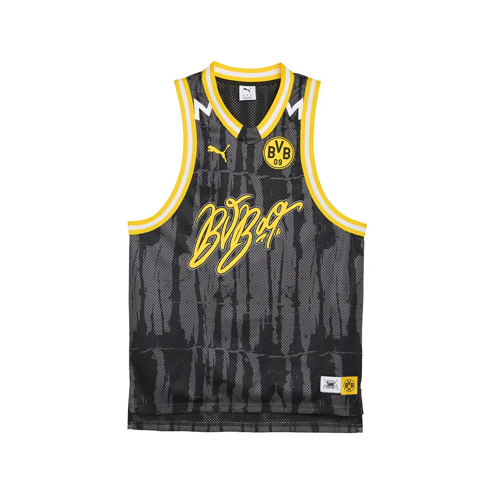 PUMA Mens Hoops X Borussia Dortmund Crew Neck Sleeveless Replica Jersey Casual - Black