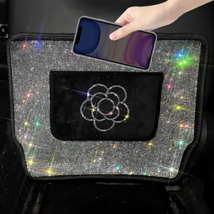 Rhinestone Decor Car Rear Anti-kick Pad, Anti-wear Car Seat Back Anti-kick Pad, Car Interior Accessories for Women & Girls