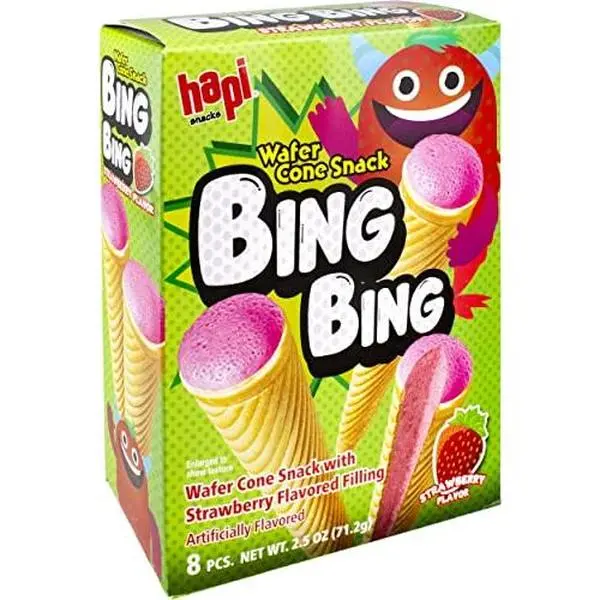 Hapi Bing Bing Cone Snack with Strawberry Flavored Filling, 2.5 Ounce