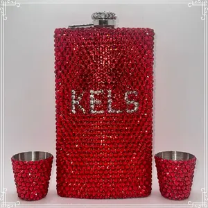 Glitzy Rhinestone Hip Flask - Personalized 8 or 12oz - Drinkware