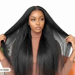 13x6 frontal 26 inches synthetic wig  black heat resistant kinky straight