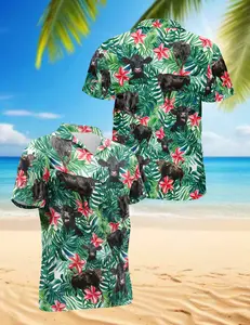 Black Angus Hawaii Shirt CATTLE LOVERS HAWAIIAN SHIRT for Men Women, Button Down Summer Beach Short Sleeve, Tropical Style, Sizes S-5XL