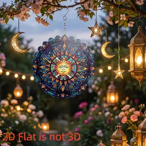 Sun-Faced Wind Chime, Brightly Colored Home/outdoor Hanging Decoration, 2D Flat Design Suncatcher, Garden Patio Terrace Decor, Outdoor Wind Chimes, Great Gift