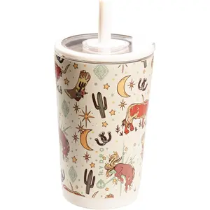 Tumbler 14 oz – Ceramic-Lined Insulated Tumbler with Straw and Soft-Touch Lid, Cup Holder Friendly, Double-Wall Vacuum Insulation, Reusable Travel Cup – Rodeo