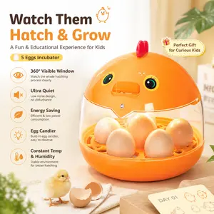 Perfect Gift for Kids! 5-Egg Mini Incubator with 360° Visible Window & Built-in Egg Candler | Fun & Educational Hatching Kit for Home & School