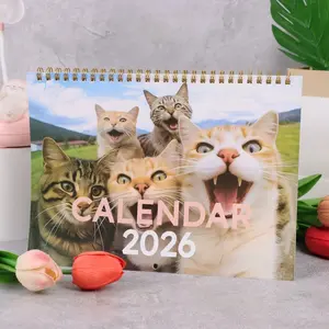 2026 Five Cats Calendar Animal Art Wall Hanging, Wall Planner, Home Wall Decor, Desktop Placement Decoration, Perfect for Home Office Use