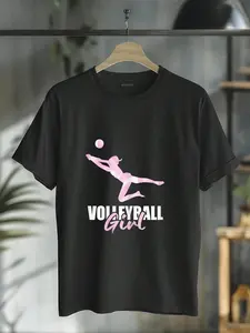 100% Cotton Volleyball Girl Volleyball Beach Game Volleyball Player T-Shirt