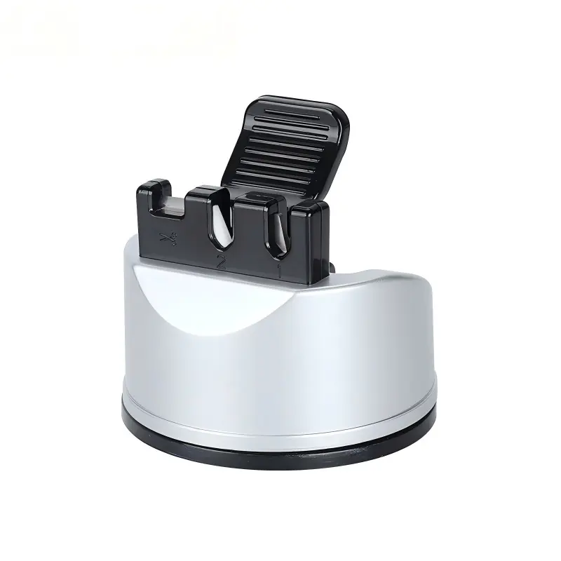 Professional Kitchen Suction Base Knife Sharpener Gadget - Compact Ceramic Kitchenware Tool for Knives, Scissors, Blades, Effortless Sharpening, No Magnets, Blade