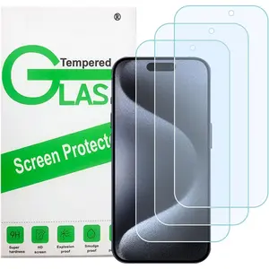 Anti Blue Light Screen Protector for  15pro &  15 [3 Pack] 9H+ Anti Blue Light Tempered Glass, Anti-Scratch, Case Friendly