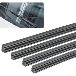 4-Piece Bracketless Wiper Rubber Filler Strip, 34 Inches Adjustable for Front Rear Windshield, Suitable for Doors, Windows (Black)