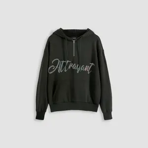 Cider Letter Print Zip Up Hoodie
