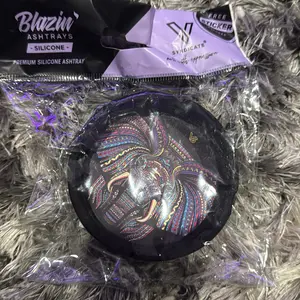 Blazin Silicone Ashtray - Premium Silicone, Black Color, Clear Design, Includes Free Sticker, Original Packaging