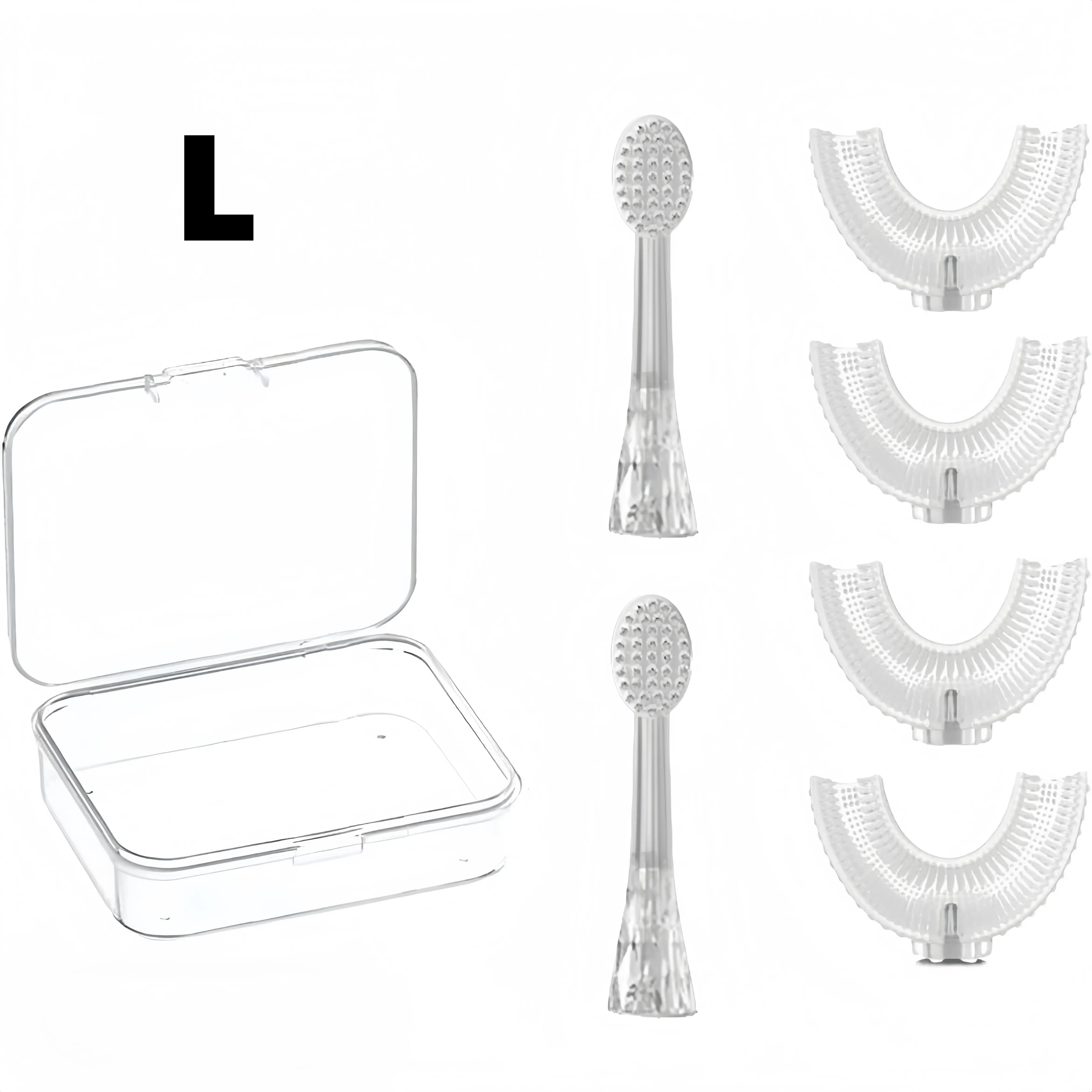 U Shaped Kids Replacement Toothbrush Head Set,Age2-6+Age7-14,Including 6 U Shaped Brush Head 2Bristle Brush Head and 1 Box