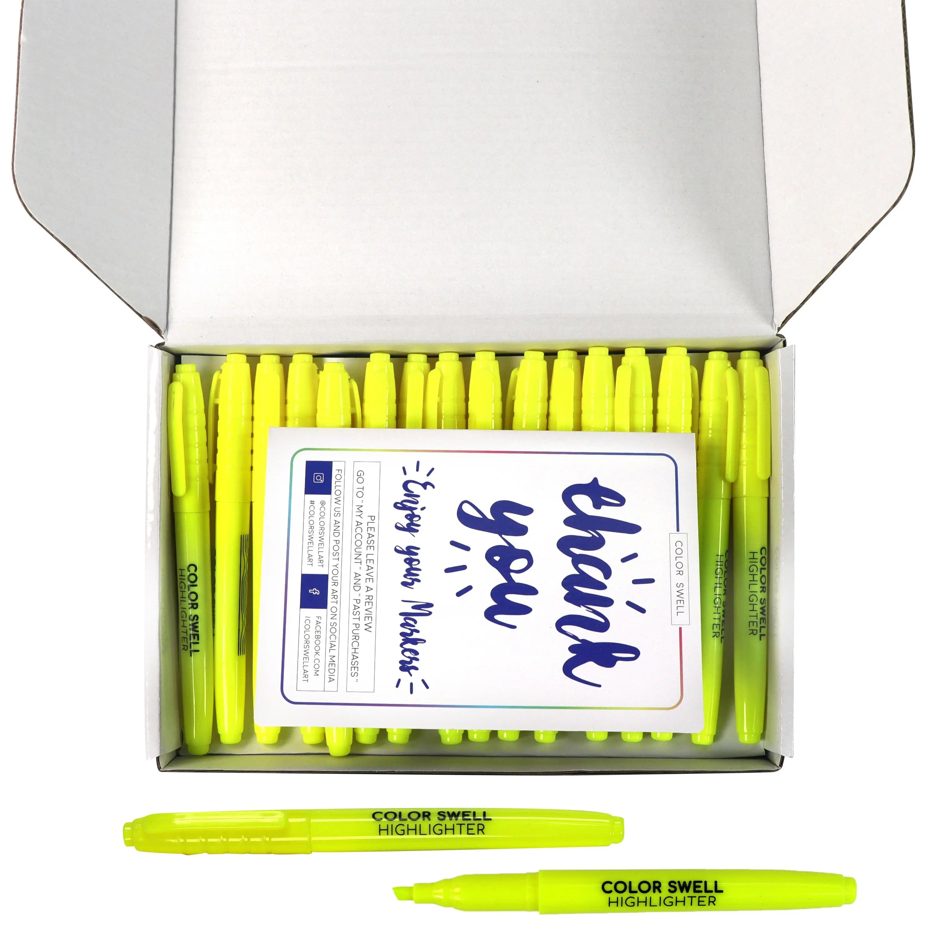 Color Swell Bulk Yellow Highlighter 96 pack for Kids, Home School , Excellent Gifts  for Birthday, Halloween Art Supplies Gift Set, Christmas Gift.