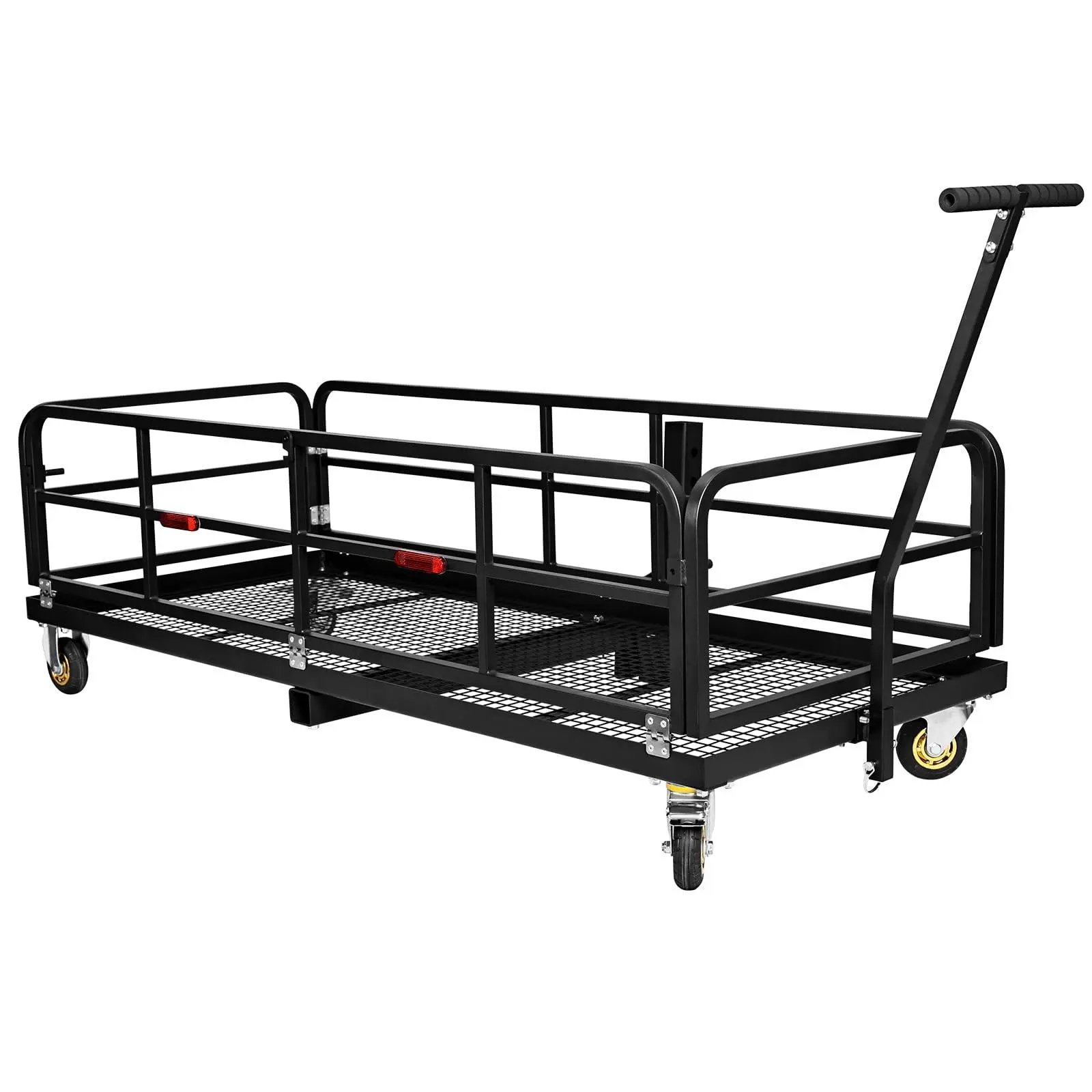 Heavy Duty Hitch Mount Cargo Carrier with Wheels and Handle - 500 Lbs Capacity Folding Cargo Hitch Carrier for 2" Receiver, Easy Assembly Trailer Cargo Basket for Car SUV Truck Camping