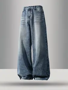 Men's Vintage Washed Wide Leg Denim Jeans, Loose-Fitting Straight Leg Jeans, Y2K Street Style, All Seasons, Perfect Gift for Boyfriend