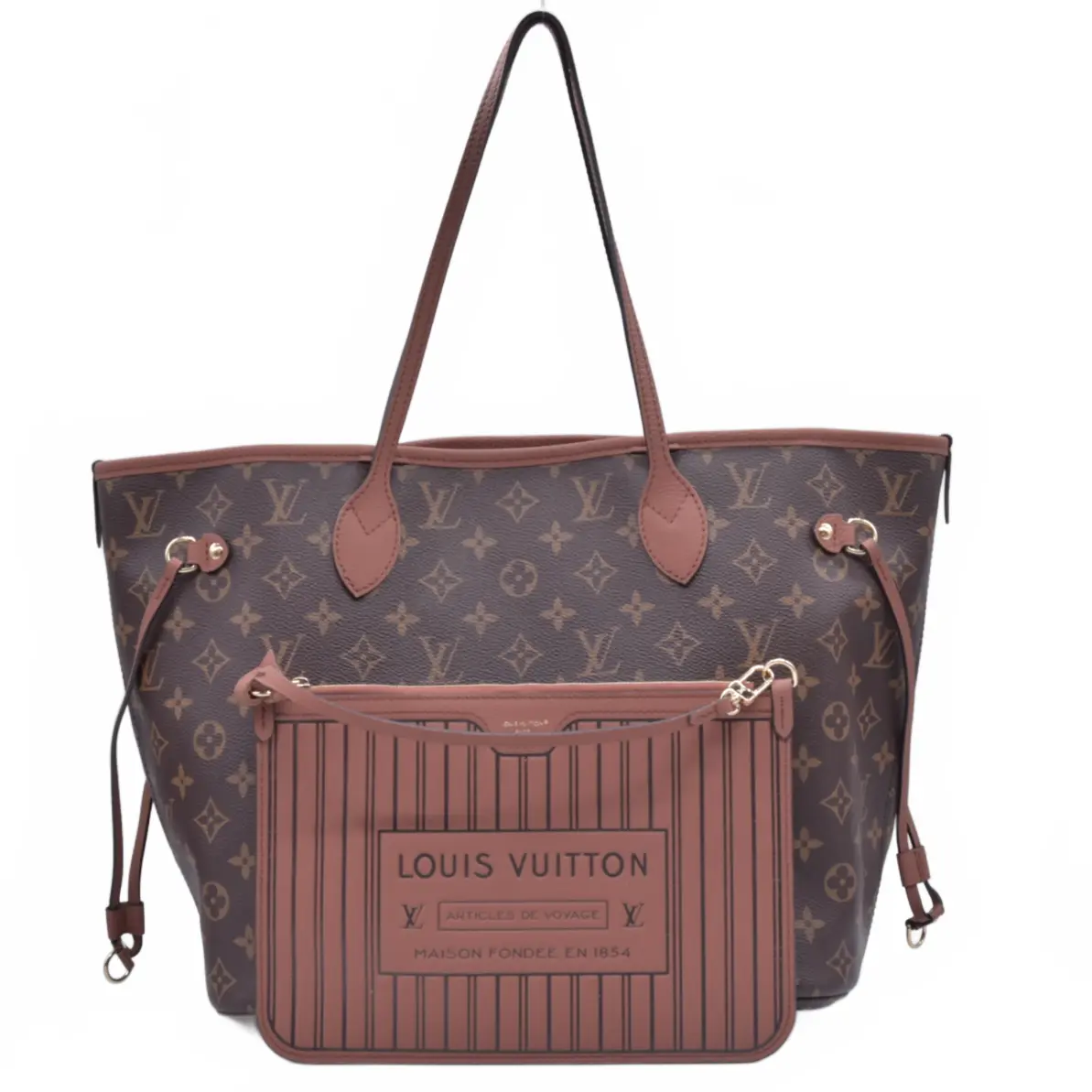 Pre-owned Louis Vuitton canvas Tote bags $3200 Monogram Inside Out Reversible Neverfull MM Brown RFID 10021157