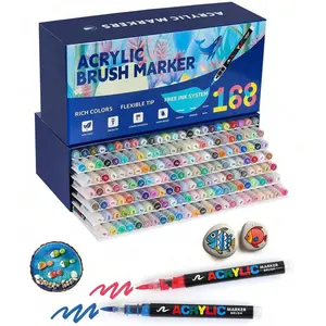 12-168 Acrylic Markers, Fresh Natural Style, Smooth Delicate Brushstrokes, Ideal for Teenagers & Illustrators, Room Decoration