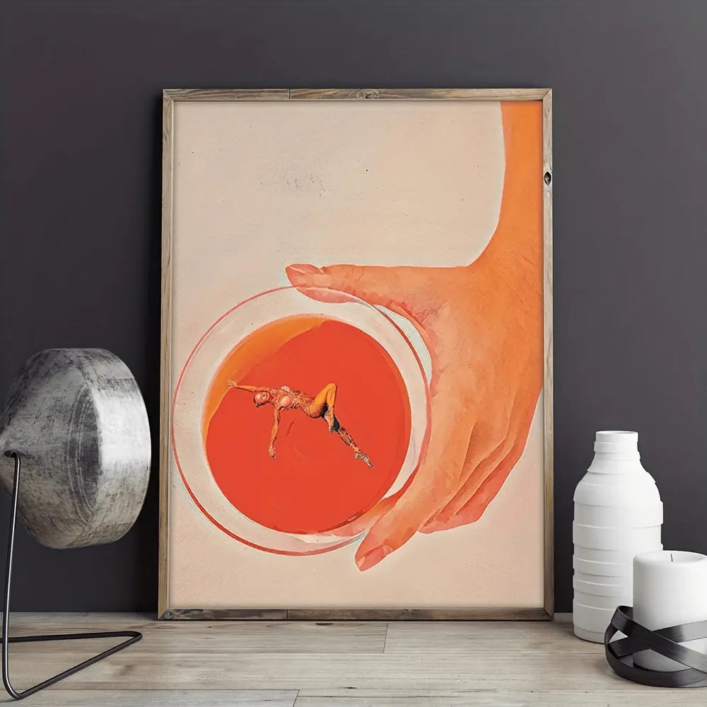 Unframed Vintage Cocktail Print Poster, Fun Surreal Cocktail Wall Art Picture, Ideal Gift for Hanging Decor, Any Occasions, Great For Home Living Room, Bedroom, Office, Kitchen, Dining Room, Bar Decorate