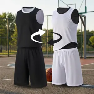 Men's Reversible Basketball Jersey and Shorts Set - Double-Sided Custom Athletic Uniform for Team Sports Practice, Breathable Moisture-Wicking Fabric, Comfortable Fit for Training, Games, and Outdoor Activities, Lightweight Performance Wear