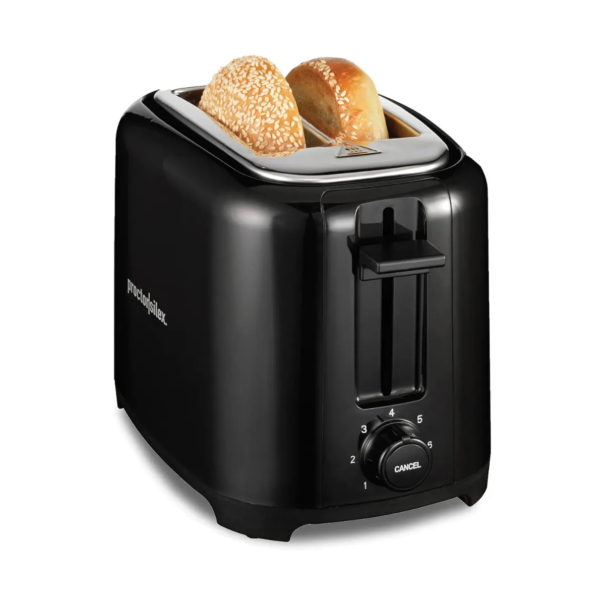 Proctor Silex 2-Slice Toaster, Black - Extra Wide Slots for Bagels & Thicker Bread, 7-Shade Browning Control, Auto Shutoff, Toast Boost, Slide-Out Crumb Tray
