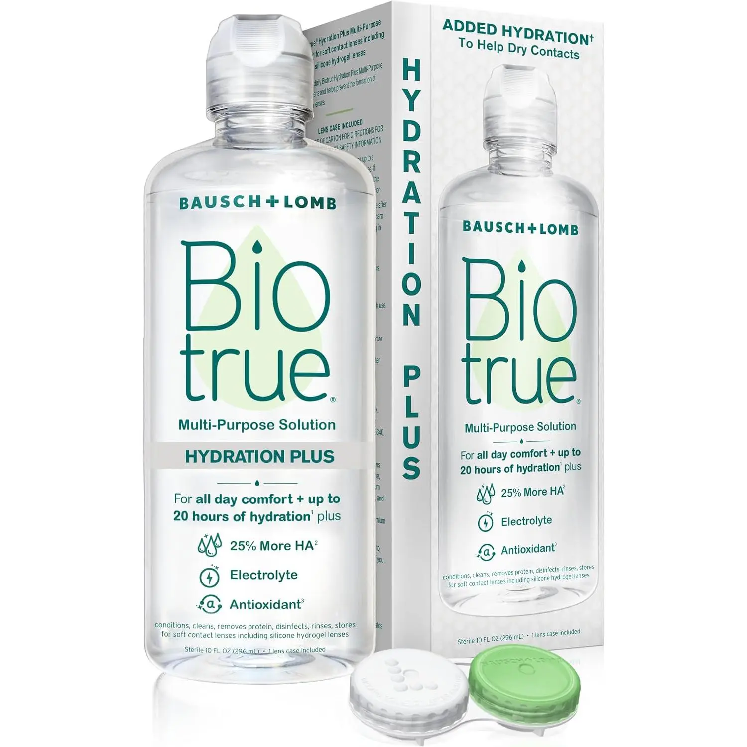 Biotrue Hydration Plus Contact Lens Solution with Lens Case, Multi-Purpose Solution for Soft Lenses, Hydrates with Hyaluronan, Cleans, Clears, and Disinfects for All-Day Comfort, 10 Fl Oz (Pack of 1) Moisturizing Makeup Remover