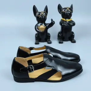 Men's premium leather casual sandals, men's Roman sandals, barefoot sandals, non-slip wear-resistant, durable, soft, comfortable, lightweight, breathable