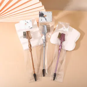 1 piece of double-headed eyebrow comb, spiral eyelash comb and eyebrow brush, makeup brush dual-purpose eyelash brush, portable double-headed three-in-one eyebrow comb, eyelash curler, dense tooth eyebrow brush, and eyelash brush
