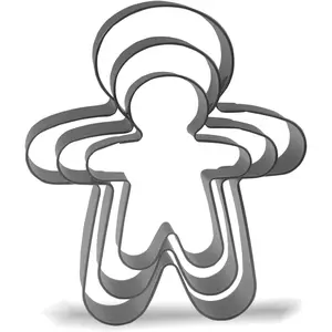 Gingerbread Man Cookie  Set - 5",4",3" - 3 count - Stainless Steel