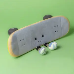 Summer New Simulated Skateboard Doll Stuffed Plush Toy Cartoon Anime Cute Pillow Children's Birthday Gift Fun Doll