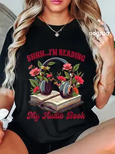 100% Cotton Audiobook Lover Bookish Shhh I'm Listening My Audio Book T-Shirt