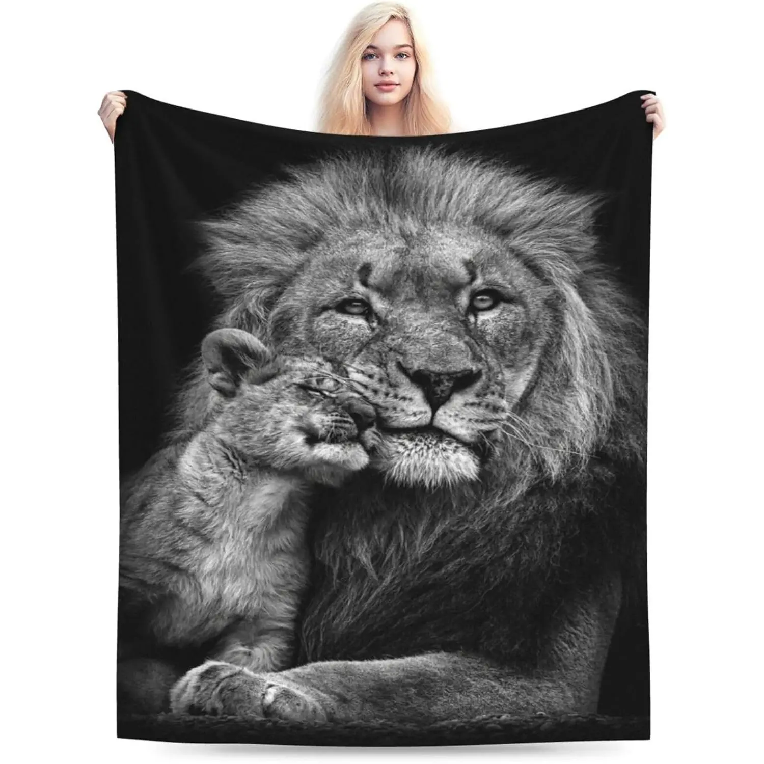 Lion throw Blankets Lion and Lion Cub Plush Fleece Soft Cozy Lion Gifts Blankets for Kids Girls Boys Adults Decor 40''X50''