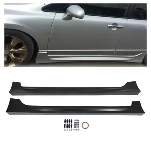 KQQIO Side Skirts Replacement Compatible with 2006-2011 Honda Civic 4 Door Sedan Rocker Panels Guard Side Extension Splitter ABS Body Kit Easy Install Black