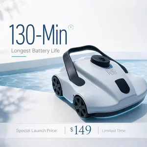 Elite Cordless Robotic Pool Cleaner | 130-Min Ultra Runtime | Effortless Automatic Cleaning for Above Ground Pools