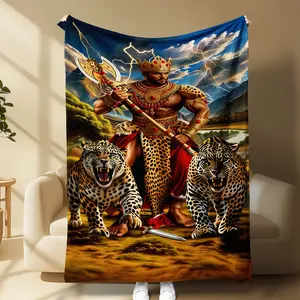 Tiger and Hero Design Blanket, Soft Comfortable Holiday Gift, Multifunctional Throw for Bedroom Living Room Car Sofa Travel