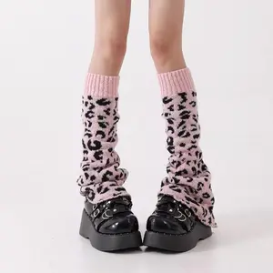 Harajuku Kawaii Girl Ruffle Socks Knee High Flare Leg Warmers Y2K New Lace Leopard Gothic Vintage Slimming Chic Foot Cover
