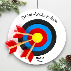 Personalized Archery Christmas Ornament – Bullseye Target with Arrows – Custom Name & Year – Gift for Archers & Bow Enthusiasts – Noel Box