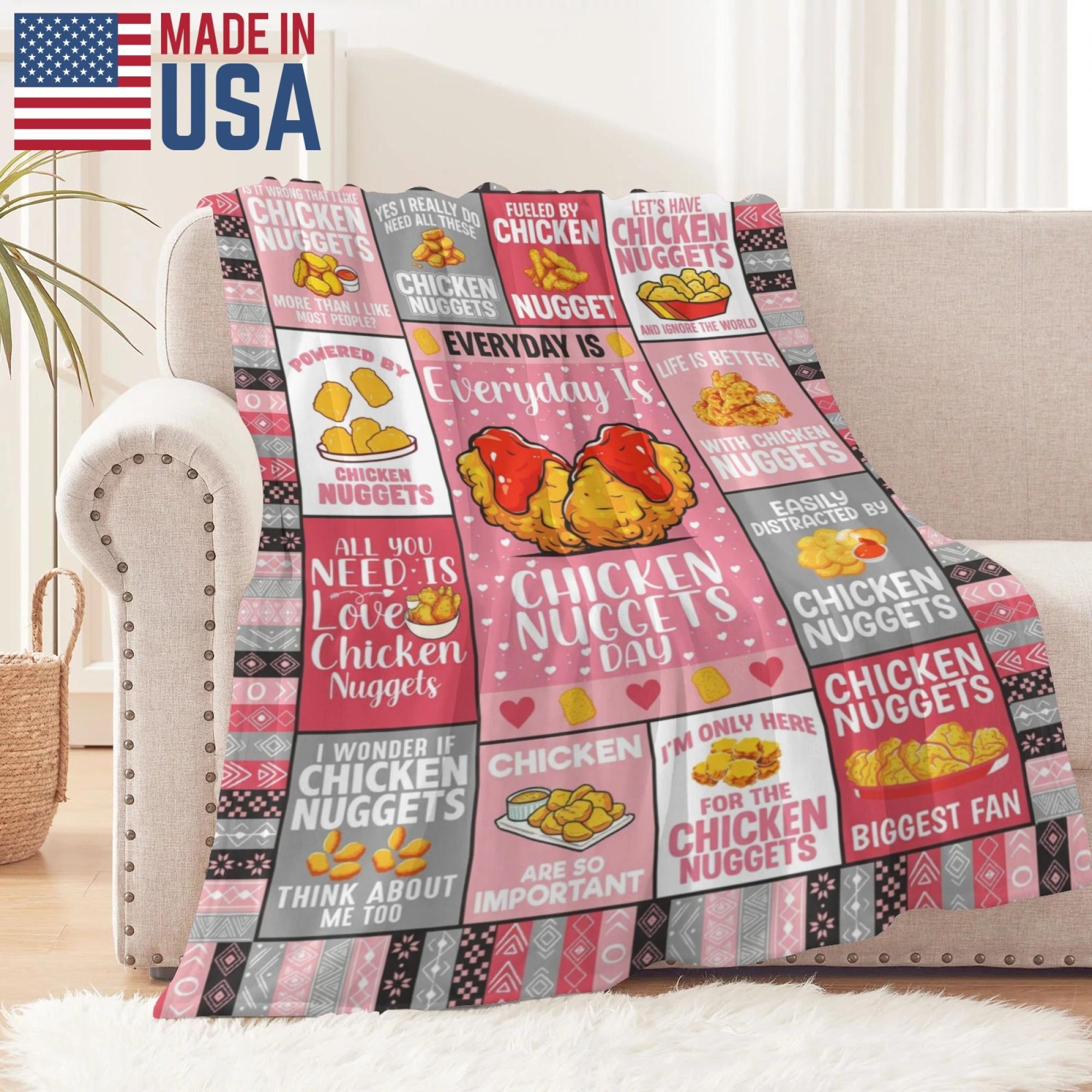 Chicken Nuggets Throw Blanket - Soft Chicken Nugget Blanket for Girls & Boys - Warm Food Throw Blanket for All Seasons - 50"x40" cooling