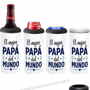 Tumblers Skinny 4 in 1 Can Cooler with 2 Lid Stainless Steel Double Wall Insulated Beer Bottles Coolers Slim Can Holder for Drinks