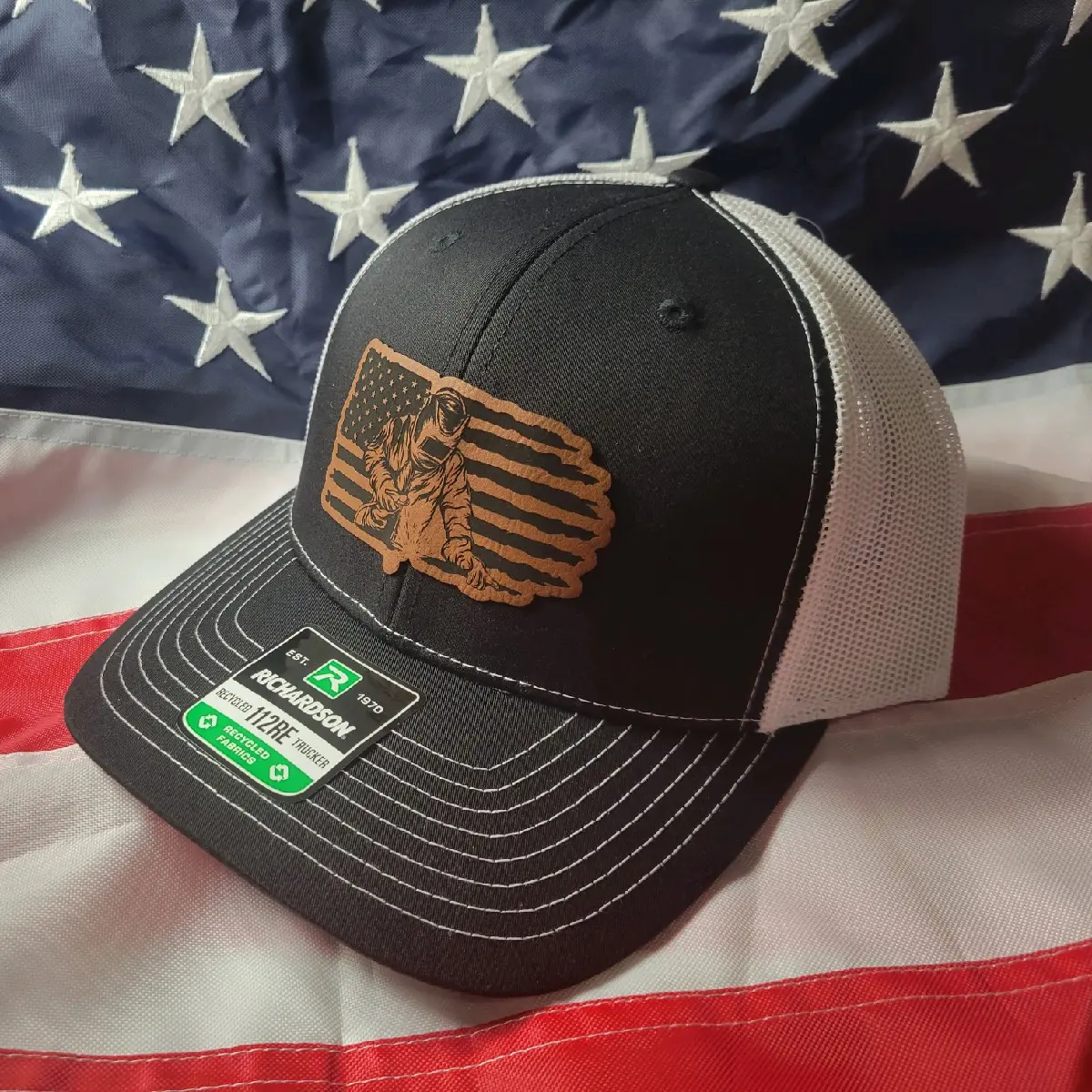 Richardson 112 Welding Flag Baseball Cap, Adjustable Snapback Cap, Outdoor Work Hat