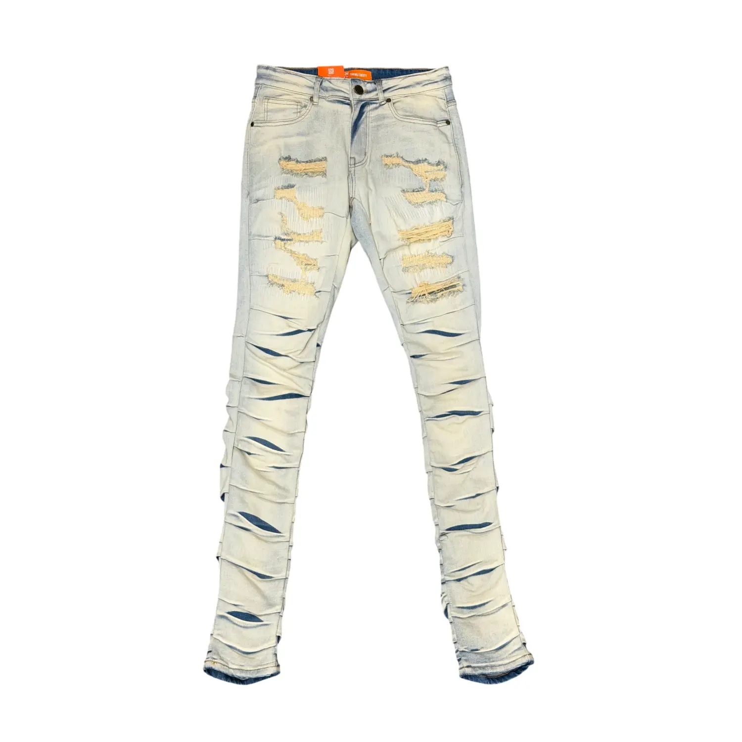 Men's Gathered Leg Rip & Repair Skinny Jeans | Vintage