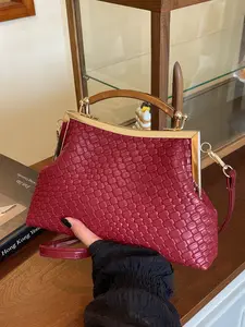 Multifunctional Crossbody Bag, Vintage Design Evening Woven Texture Clutch Shell Bag, Single Shoulder Handbag Messenger Bag, Convertible Crossbody Bag