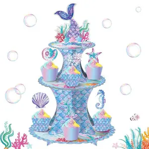 Mermaid Tail Cupcake Stand, 3 Tier Mermaid Party Supplies, Underwater Theme Party, Little Mermaid Shower Birthday Party Decorations
