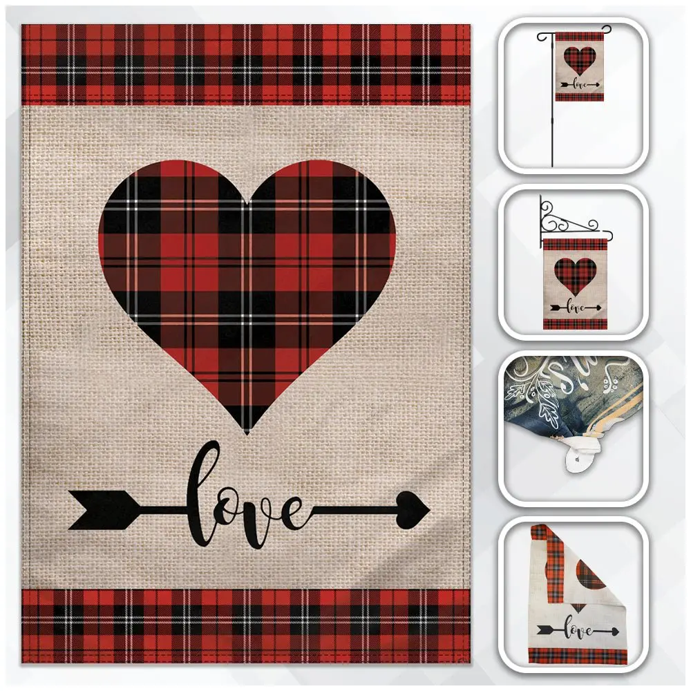 H&G Studios Valentine's Day Love Heart Garden Flag, 12x18in, Double-Sided Hand-Drawn Designs, Bold Colors, Fade & Weather Resistant, Durable for Porch Decor, Patio, Terrace, Backyard, Yard Decor, Fade Resistant