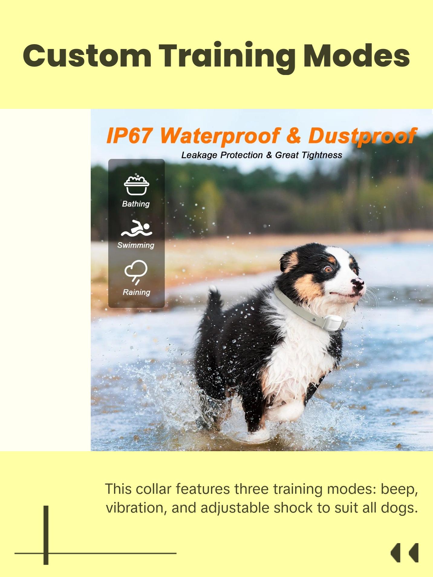 Dog Shock Collar, Dog Training Collar with Remote, Shock Collar for Dogs with Beep, Vibration, Safe Shock, Rechargeable Waterproof Dog Collar for Small Medium Large Dogs