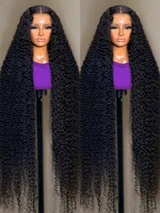 Bling Hair 13x6 Deep Curly Human Hair Wigs 13x4 Transparent Lace Frontal Wig Deep Wave Lace Front Wig For Women PrePlucked Wigs 180% Density TikTokShop SummerVibes