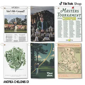 2026 Rory Mcilroy Golf Towel, Augusta National Golf Club Map Microfiber Golf Towel With Clip & Grommet, Masters Champion Golf Towel Golf Gift For Clubs And Ball
