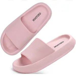 Women's Pillow Slippers - Soft Cloud Slides, Non-Slip EVA Thick Sole Recovery Sandals, Cozy Indoor & Outdoor Spa Shower Shoes,Men's Slippers