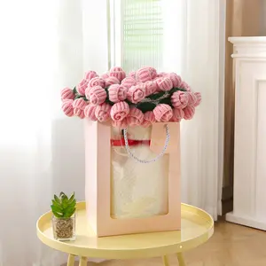 Finished Flower Bouquet Blanket,Handmade Crochet Flower Blanket,Soft Knitted Throw Rose Blanket, Romantic Gift for Birthday Wedding Valentine's Day Mother's Day Christmas for Mom Girls and Sisters