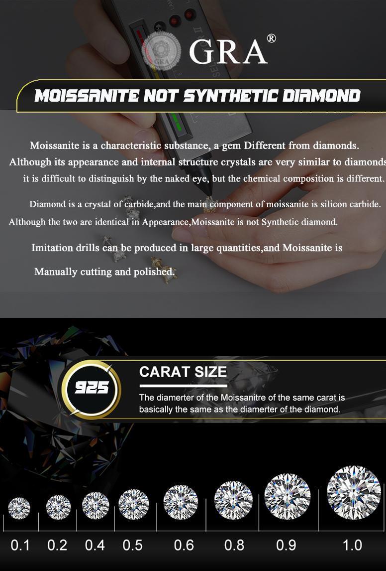 High-Quality VVS1 Iced Out Moissanite Tennis Necklace 925 Sterling Silver Diamond Necklaces For Men Women Pass Diamonds Test